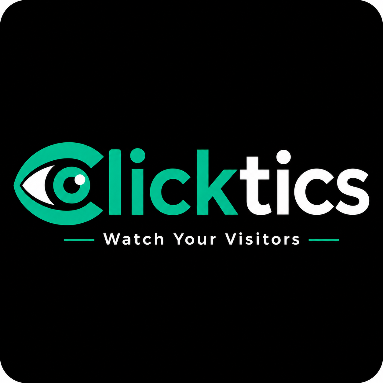 Clicktics square logo with rounded corners on a dark background